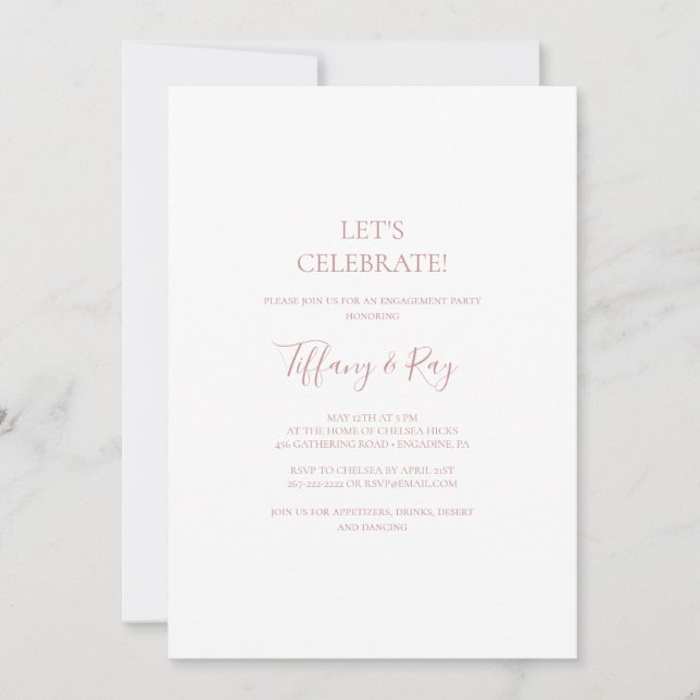 Simple Elegant Rose Gold Let's Celebrate Invitation (Front)