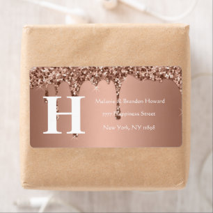 Simple Elegant Rose Gold Monogramme Retour initial
