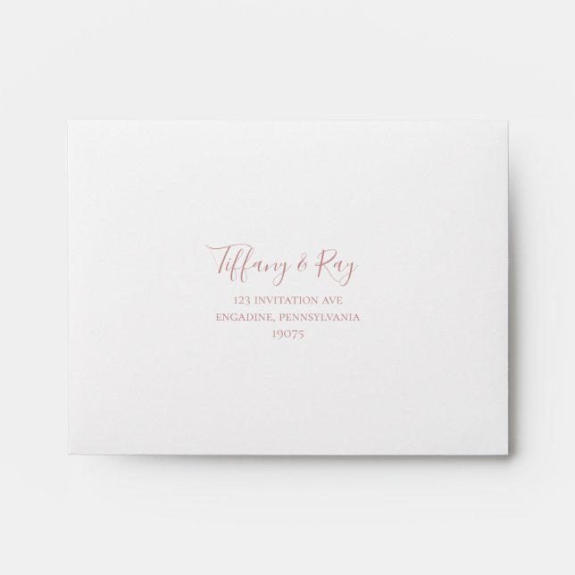 Simple Elegant Rose Gold Self Addressed RSVP Envelope (Front)