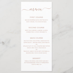 Simple Elegant Rose Gold Wedding Menu