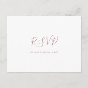 Simple Elegant Rose Gold Wedding RSVP Postcard