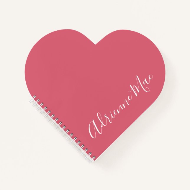 Simple Elegant Rose Pink Personalized Heart Notebook (Front)