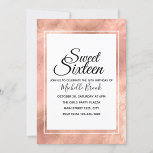 Simple Elegant Rose Sweet Sixteen Invitation