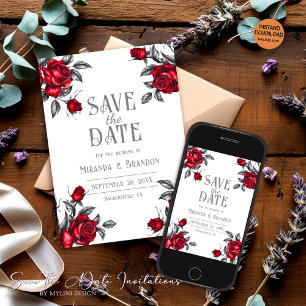 Simple Elegant Rose Tatoo Floral Wedding Save The Date