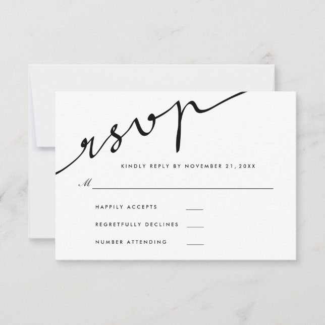 Simple Elegant RSVP Calligraphy Script Wedding (Front)