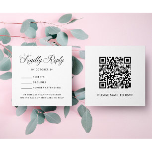 Simple Elegant RSVP with QR code   Budget Wedding Enclosure Card