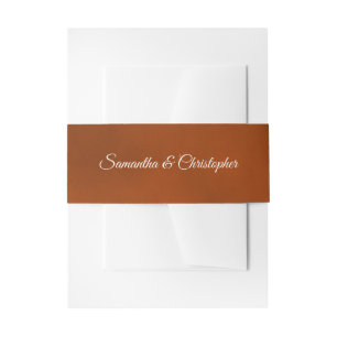 Simple Elegant Rust Orange Wedding Invitation Belly Band