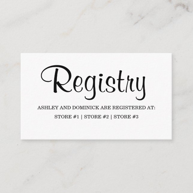 Simple Elegant Rustic Script Wedding Registry Enclosure Card (Front)