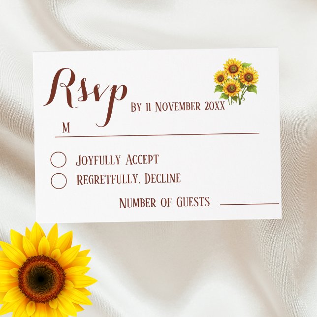 Simple Elegant Rustic Sunflower Wedding Rsvp  Card (Creator Uploaded)