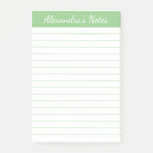 Simple Elegant Sage Chic Script Lined Personalized Post-it Notes