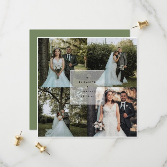 Simple Elegant Sage Green Ampersand Photo Wedding Save The Date (Front/Back In Situ)