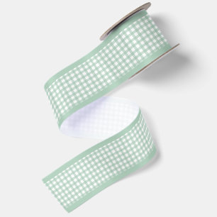 Simple Elegant Sage Green Cottagecore Gingham Satin Ribbon