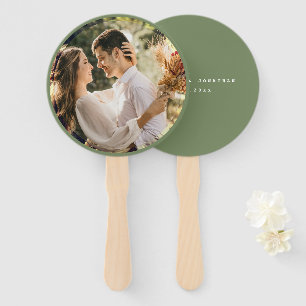 Simple Elegant Sage Green Greenery Wedding Photo Hand Fan