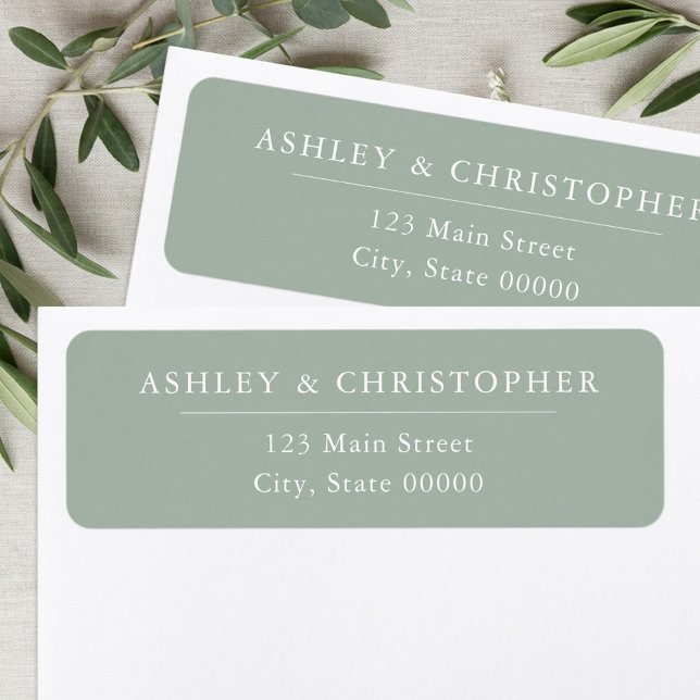 Simple Elegant Sage Green Wedding Return Address (Créateur téléchargé)