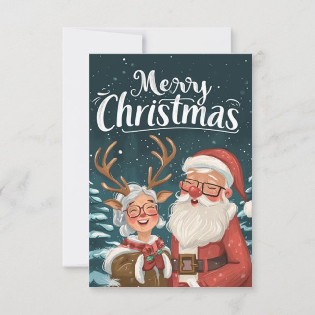 Simple Elegant Santa and Mrs. Clause Thank You Card (Front)