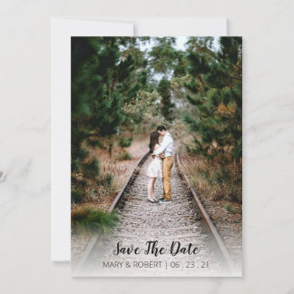 Simple Elegant Save The Date Photo With Fade Vert. Invitation