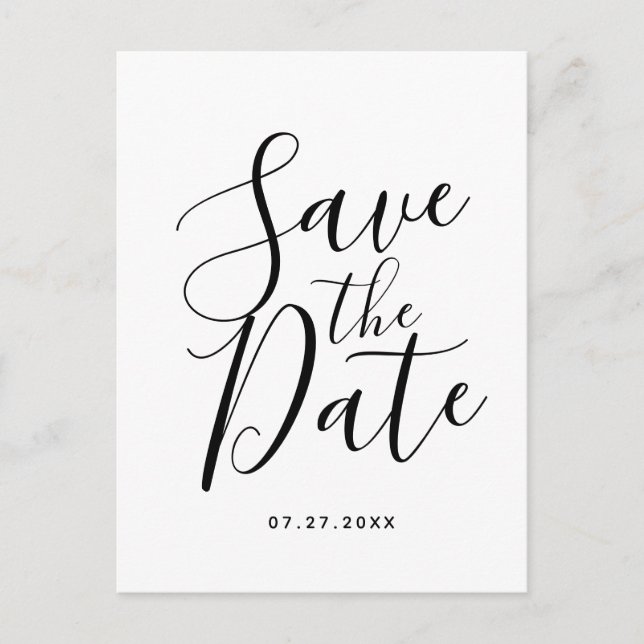 Simple Elegant Save The Date Wedding Postcard (Front)