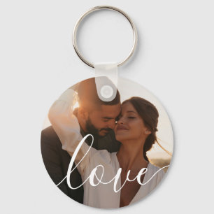 Simple Elegant Script 2 Photo Keychain