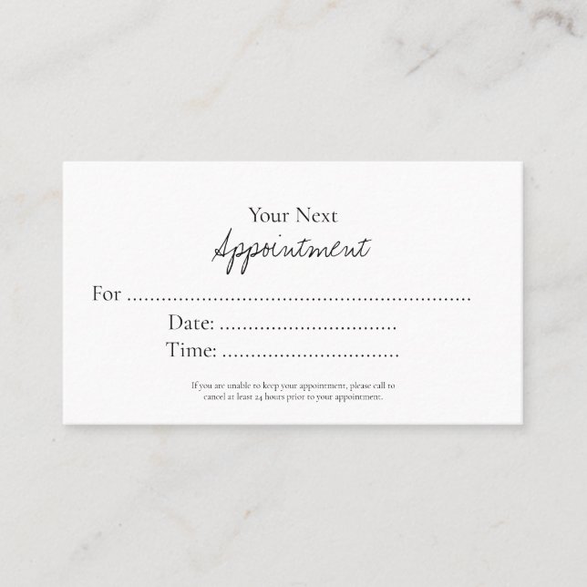 Simple Elegant Script Appointment Card (Front)