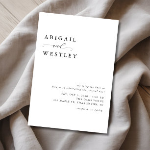 Simple Elegant Script Black and White Wedding Invitation