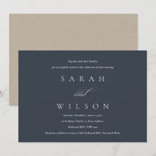 Simple Elegant Script Black Navy Wedding Invite
