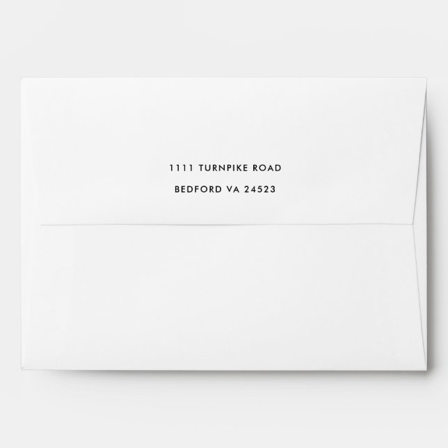 Simple Elegant Script Black & White Address Envelope (Back (Top Flap))
