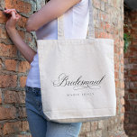 Simple Elegant Script Black & White Bridesmaid Tote Bag<br><div class="desc">If you need any further customization please feel free to message me on yellowfebstudio@gmail.com.</div>