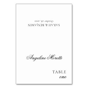 Simple Elegant Script Black & White Place Card
