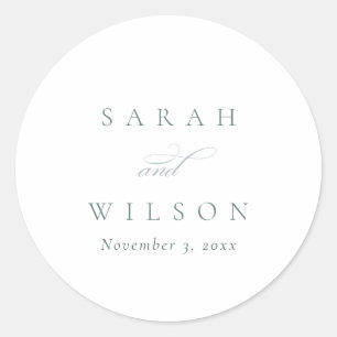 Simple Elegant Script Black & White Wedding Classic Round Sticker