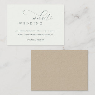 Simple Elegant Script Black White Wedding Website Enclosure Card