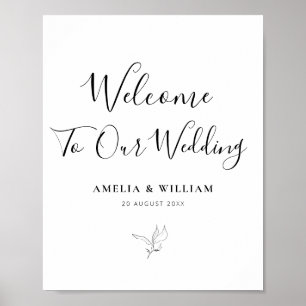 simple elegant script black & white welcome sign