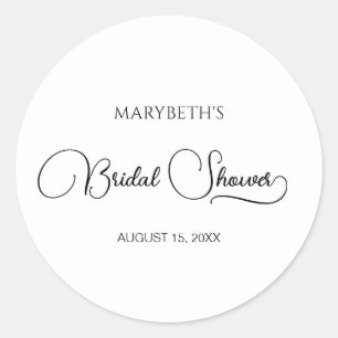 Simple Elegant Script Bridal Shower Classic Round Sticker