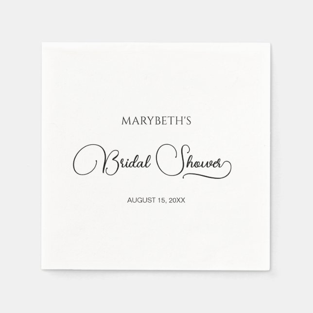 Simple Elegant Script Bridal Shower  Napkin (Front)