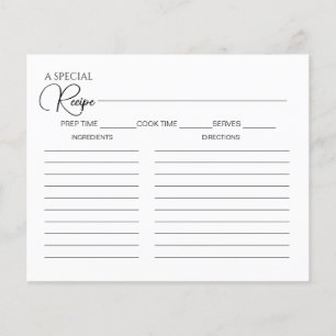 Simple Elegant Script Bridal Shower Recipe Card