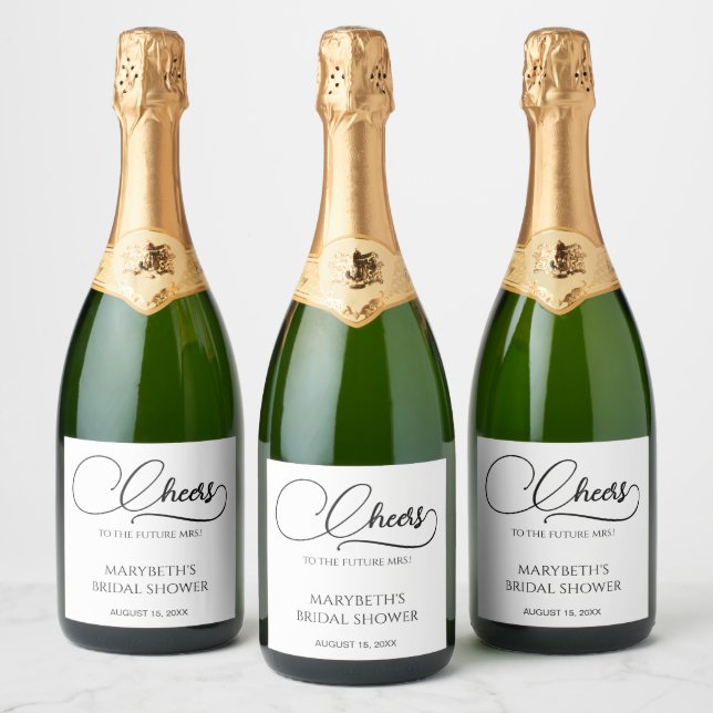 Simple Elegant Script Bridal Shower  Sparkling Wine Label (Bottles)