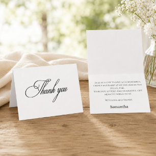 Simple Elegant Script Bridal Shower Thank You  Card