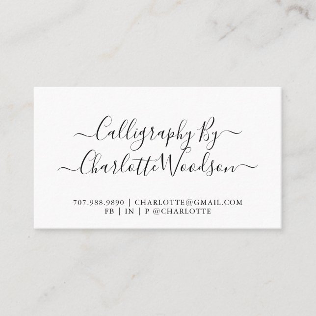 Simple Elegant Script Calligrapher Business Card (Front)