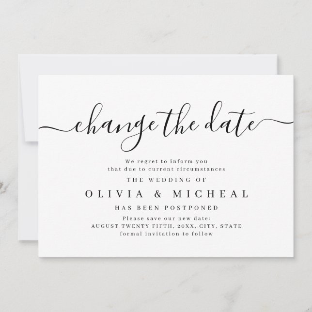 Simple elegant script change the date postponement invitation (Front)