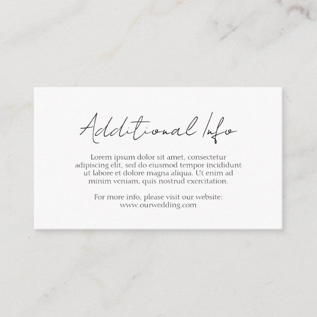 Simple Elegant Script Classic Minimalist Wedding Enclosure Card (Front)