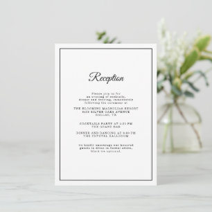 Simple Elegant script Classic Wedding Reception Enclosure Card
