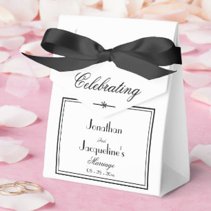  Simple Elegant Script Classic White Wedding Favor Box
