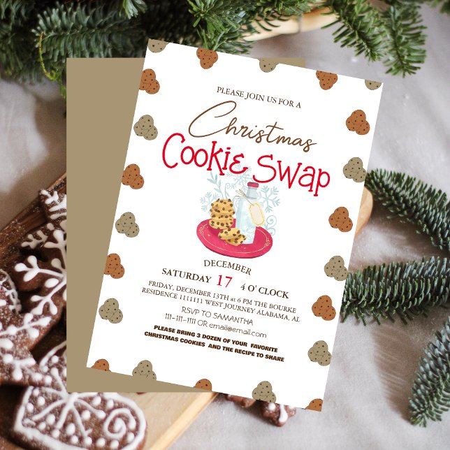 Simple Elegant Script Cookie swap Christmas Party  Invitation (Creator Uploaded)