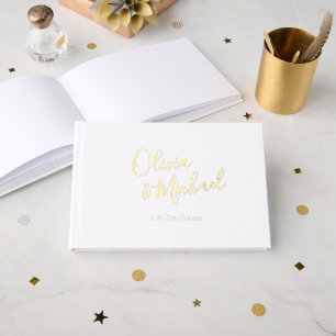 Simple elegant script couples name wedding guest book