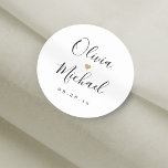 Simple elegant script couple's names wedding classic round sticker<br><div class="desc">Modern minimalist script couple's names and event date,  simple and elegant. great personalized favour stickers.</div>