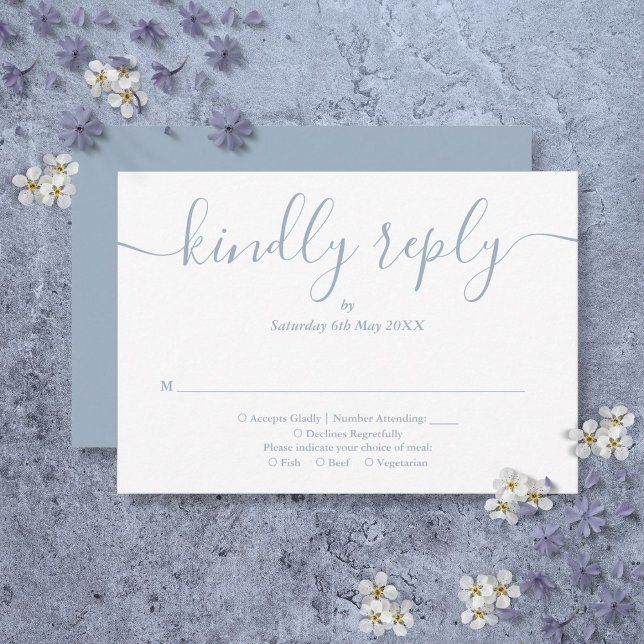 Simple Elegant Script Dusty Blue RSVP Card (Simple Elegant Script Dusty Blue RSVP Card)