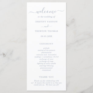 Simple Elegant Script Dusty Blue Wedding Program