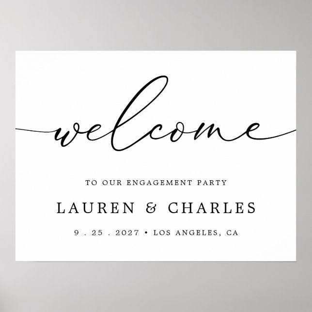 Simple Elegant Script Engagement Party Welcome Poster (Front)