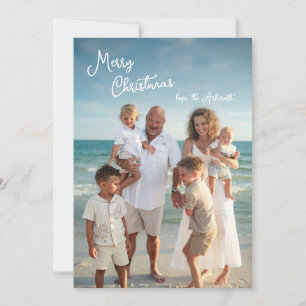 Simple Elegant Script Family Photo Christmas Holiday Card