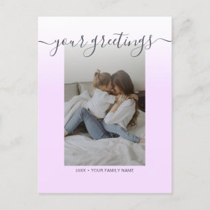 Simple Elegant Script Family Photo Greetings Postcard