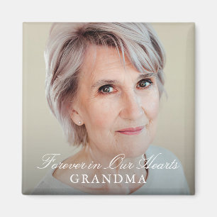 Simple Elegant Script Full Photo Memorial Magnet